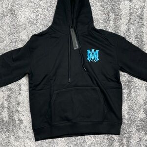 AMIRI ICE Baby Blue Logo Hoodie Mens Large